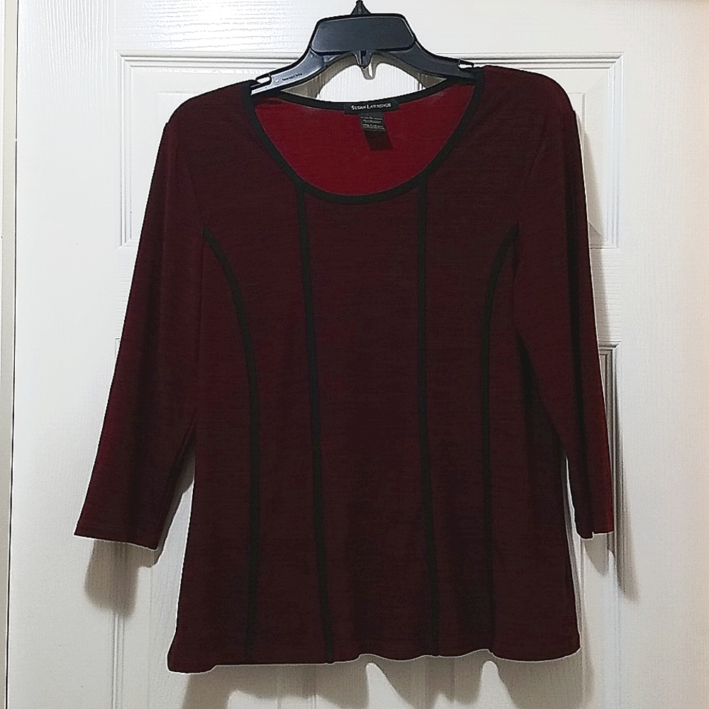 Susan Lawrence red and black top